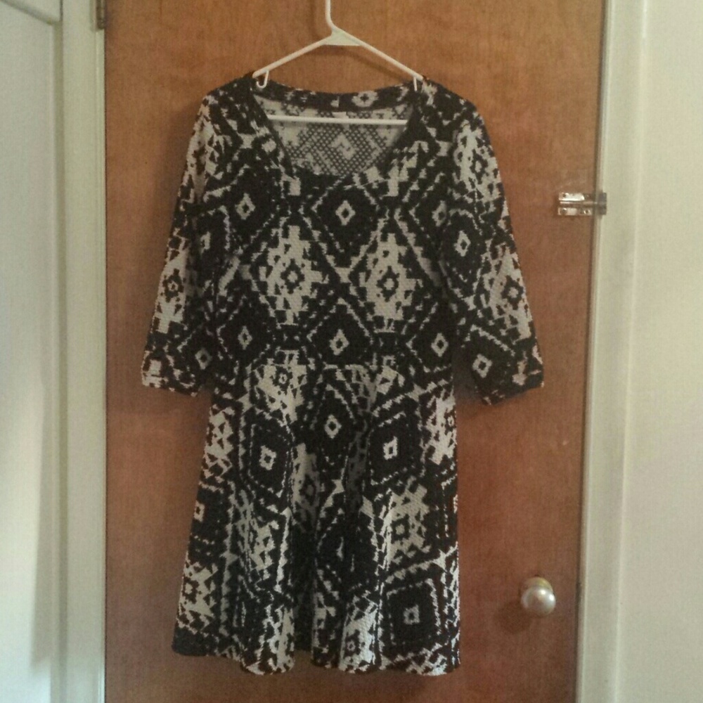 Textured fit and flare Dress